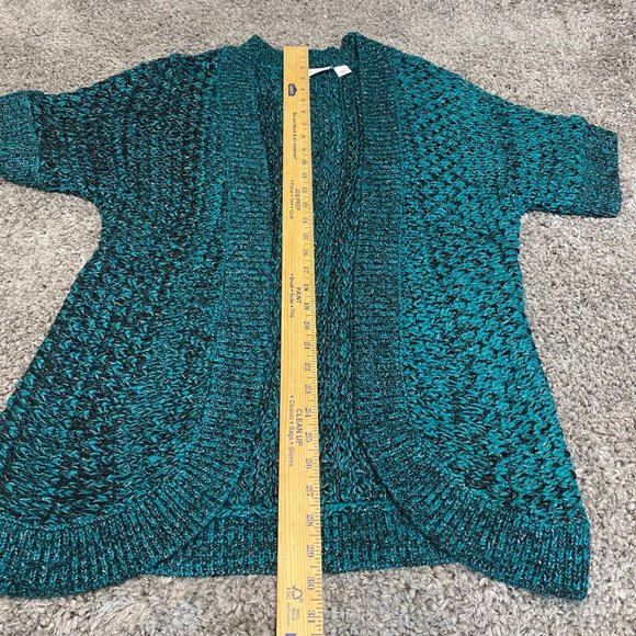 Cato Women Large Short Sleeve Sweater Open Front Roll Tab Decorative Sleeve - Picture 9 of 14